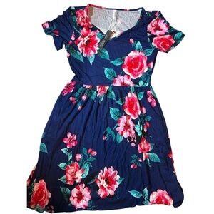 Red and Pink Floral Sundress for Casual Occasions